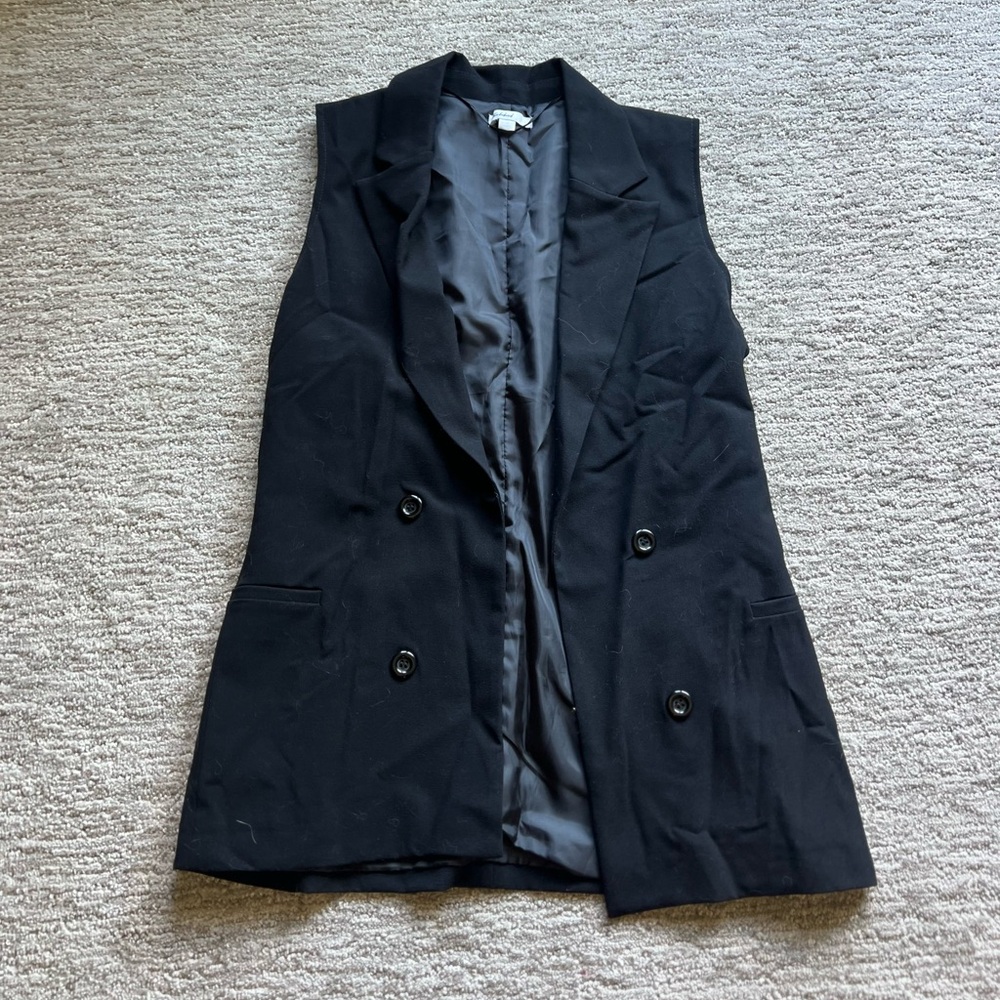 Women's Black Double-Breasted Vest